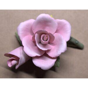 Napoleon Capodimonte Porcelain Pink Rose with Bud Italy